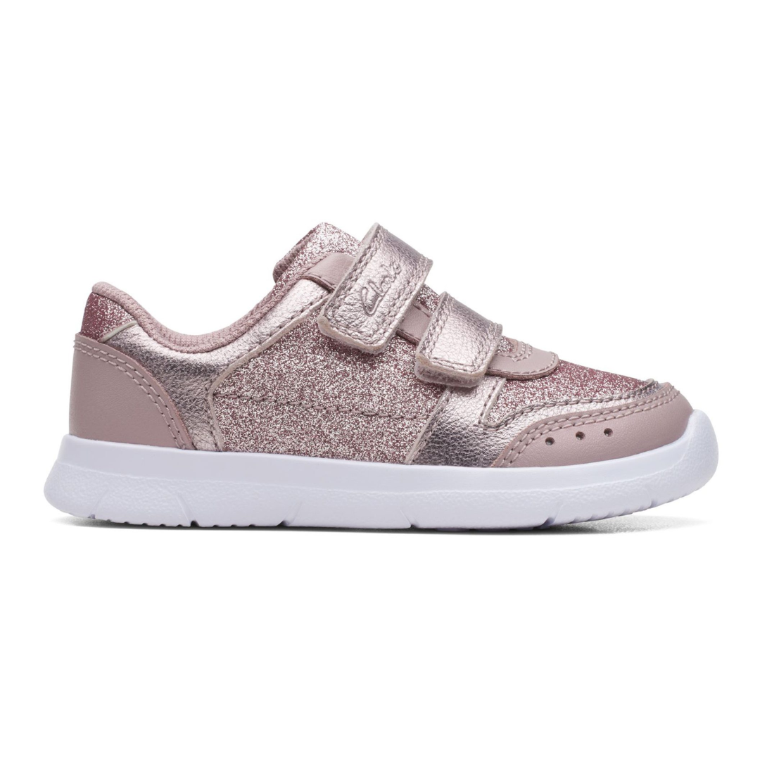 Clarks Ath Sonar Toddler Trainers | Pink Sparkle Leather