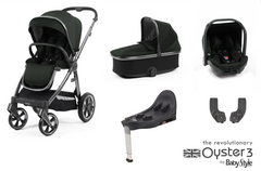 Oyster 3 Essential 5 Piece Capsule Travel System | Black Olive (Gun Metal Chassis)