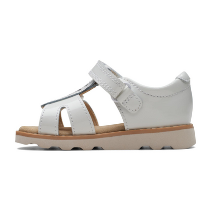 Clarks Crown Beat Toddler Sandals | White Patent 