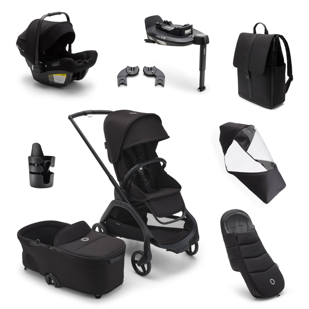 Bugaboo Dragonfly Ultimate Bundle with Turtle 360 Car Seat -  Black with Midnight Black