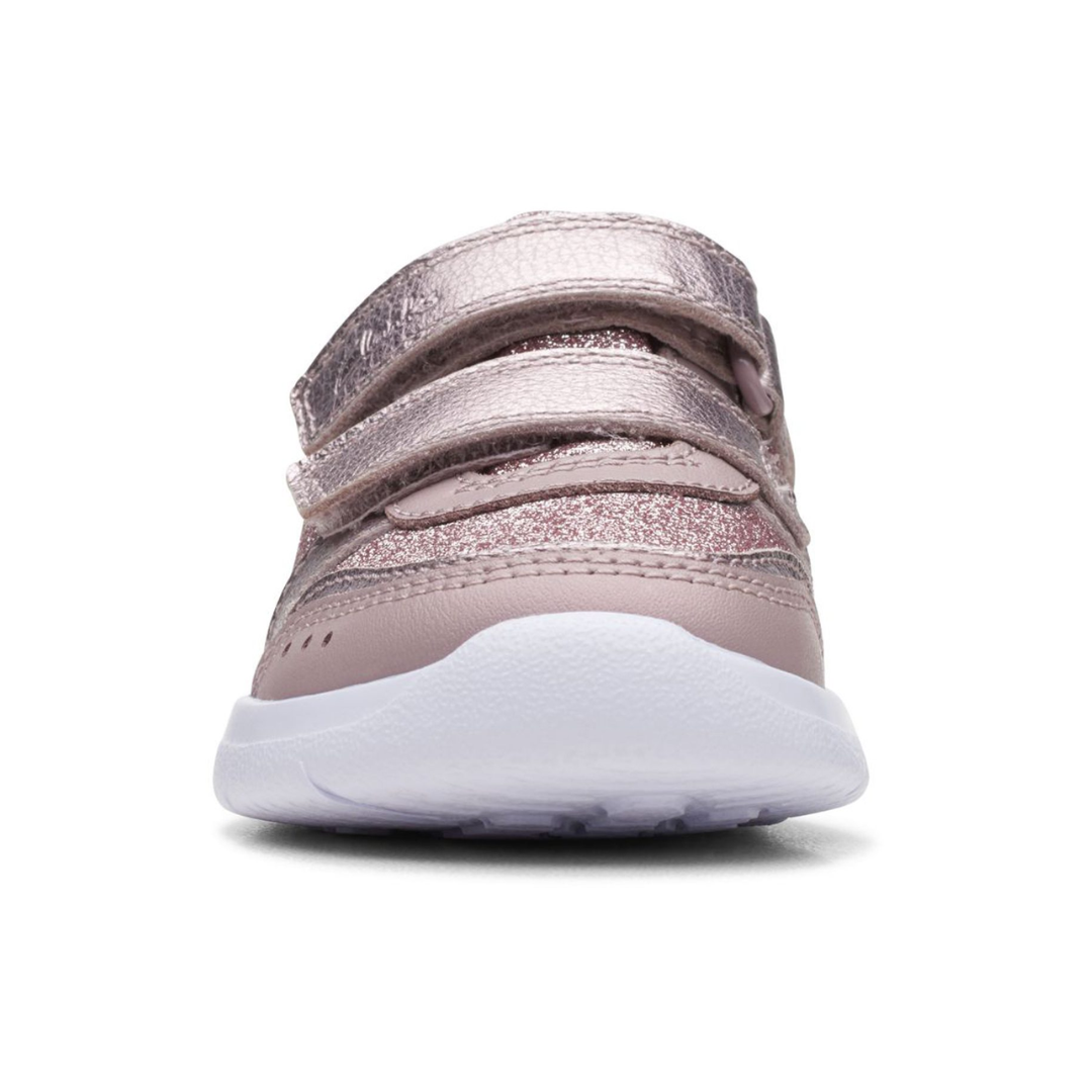 Clarks Ath Sonar Toddler Trainers | Pink Sparkle Leather