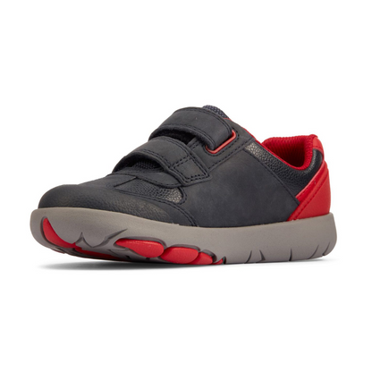Clarks Rex Play Kids Shoes | Navy/Red Leather 