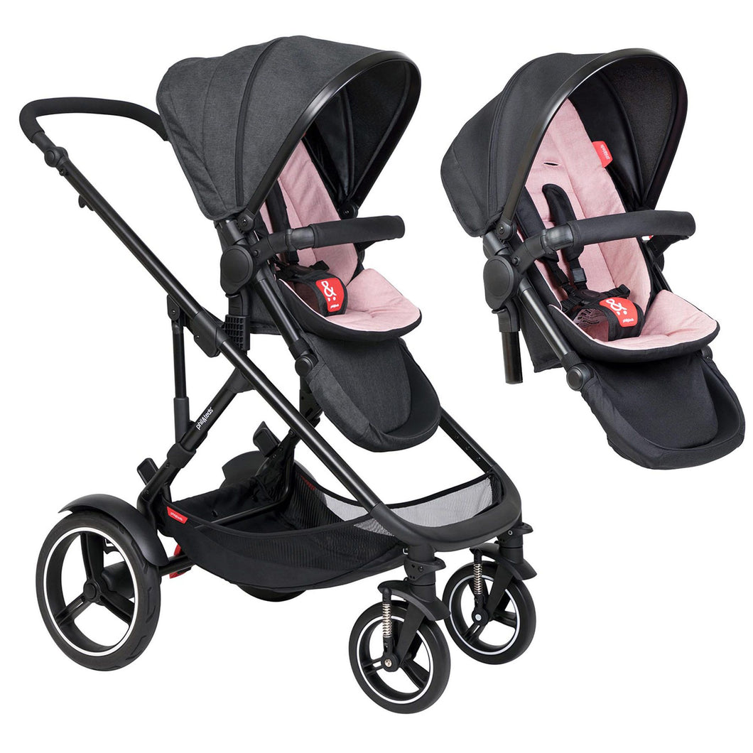 Phil & Teds Voyager V6 Double Pushchair | Blush Pink | Direct4baby