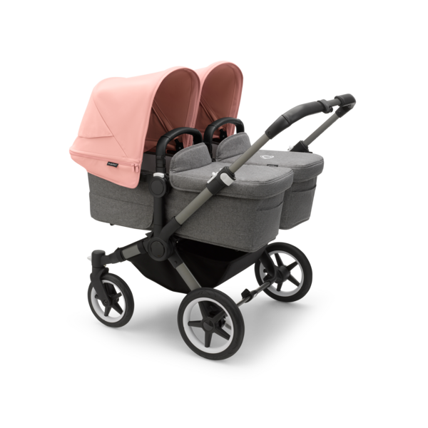 Bugaboo Donkey 5 Twin Pushchair & Carrycot - Graphite / Grey Melange / Morning Pink