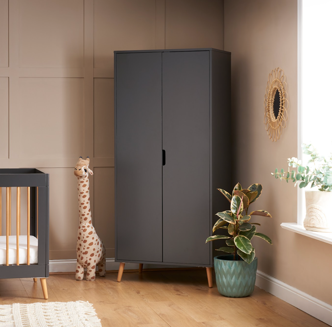 Obaby Maya Double Wardrobe | Slate With Natural