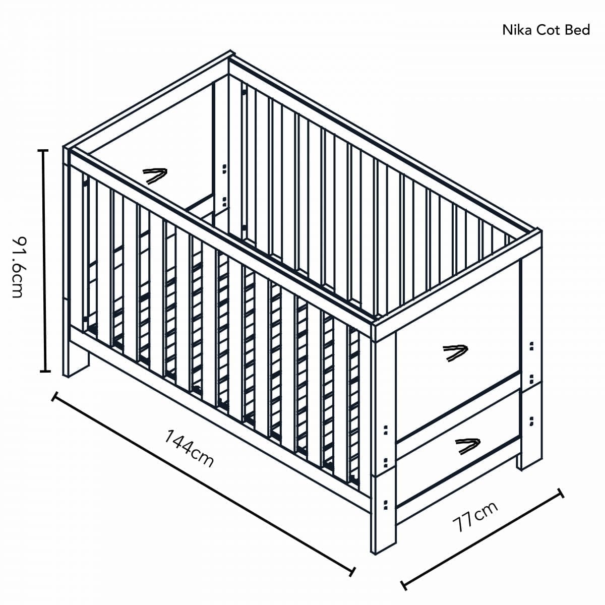 Obaby Nika Mini 2 Piece Room Set & Underdrawer - Grey Wash