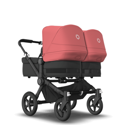 Bugaboo Donkey 5 Twin Pushchair & Carrycot - Black / Midnight Black / Sunrise Red