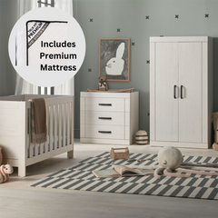 Silver Cross Alnmouth 3 Piece Nursery Furniture Set with Premium Mattress