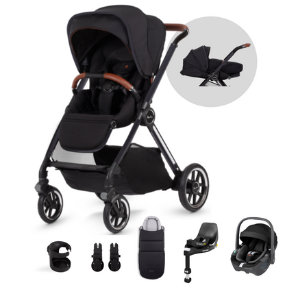 Silver Cross Reef Pushchair, Newborn Pod & Maxi-Cosi Pebble 360 Travel Pack - Orbit Black