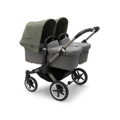 Bugaboo Donkey 5 Twin Pushchair & Carrycot - Graphite / Grey Melange / Forest Green