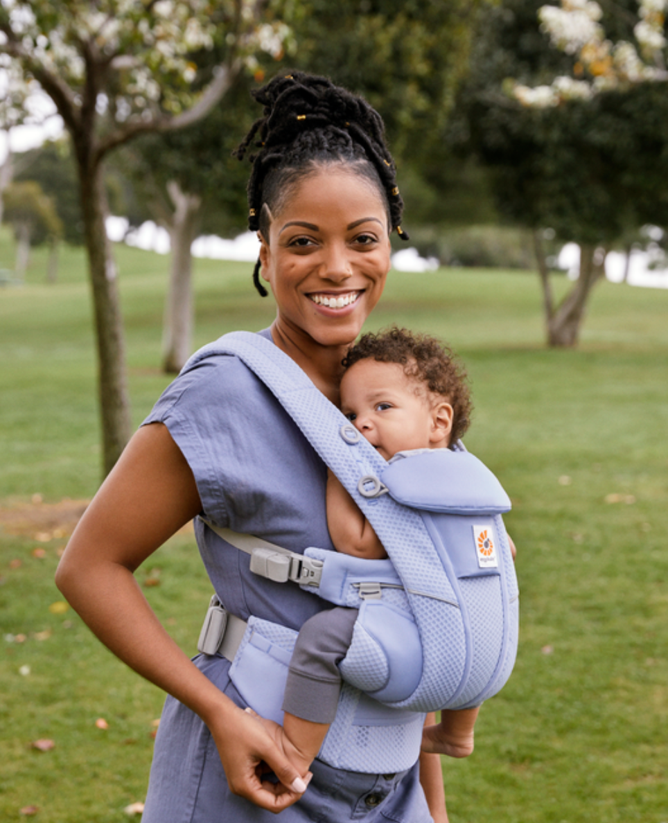 Ergobaby Omni Breeze Baby Carrier | Blue Lavender & All-Weather Cover