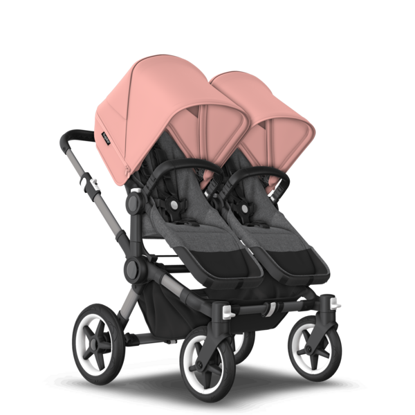 Bugaboo Donkey 5 Twin Pushchair & Carrycot - Graphite / Grey Melange / Morning Pink