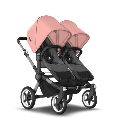 Bugaboo Donkey 5 Twin Pushchair & Carrycot - Graphite / Grey Melange / Morning Pink