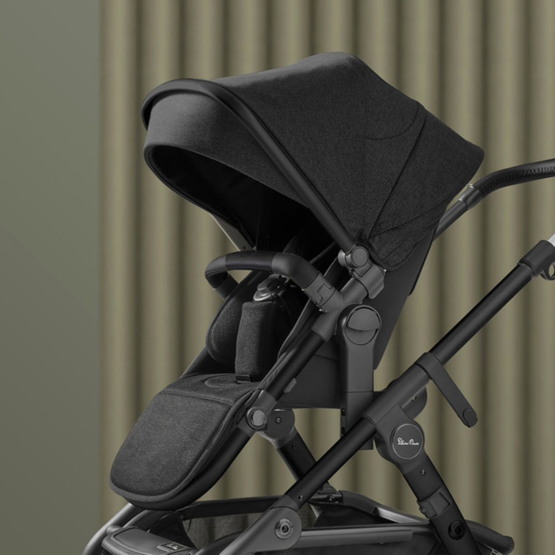 Silver Cross Wave Pushchair & Carrycot - Onyx Black (FREE Carrycot Stand)