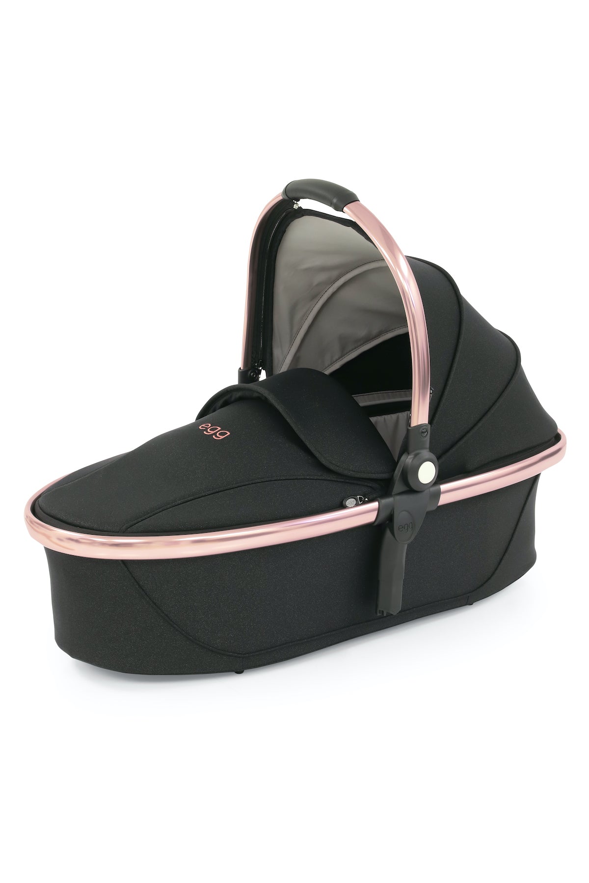 Rose gold and store black egg pram