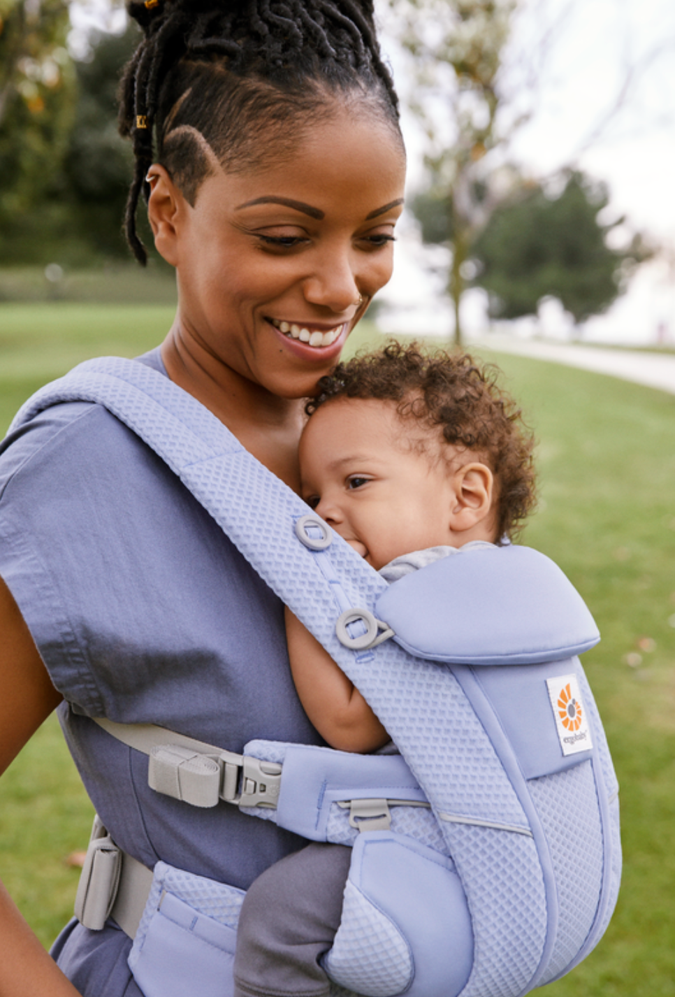 Ergobaby Omni Breeze Baby Carrier | Blue Lavender & All-Weather Cover