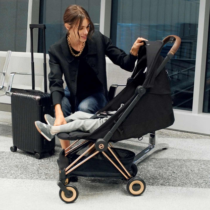 Cybex Coya Platinum Compact Stroller | Off White on Matt Black