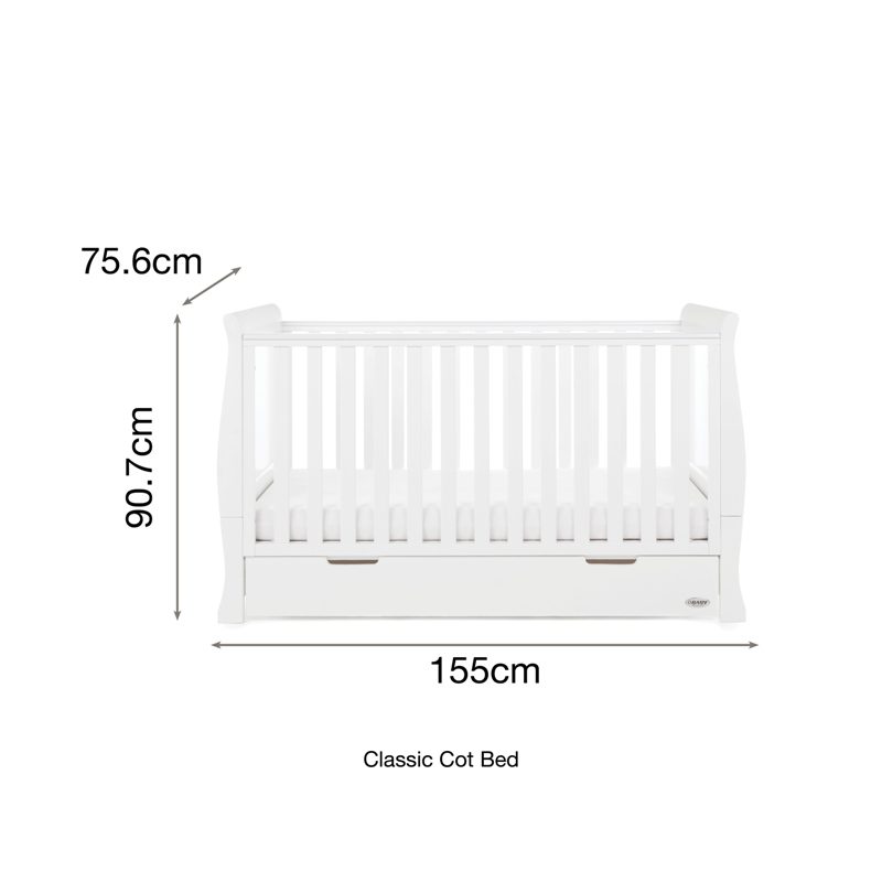 Obaby Stamford Classic Cot Bed & Cot Top Changer- White