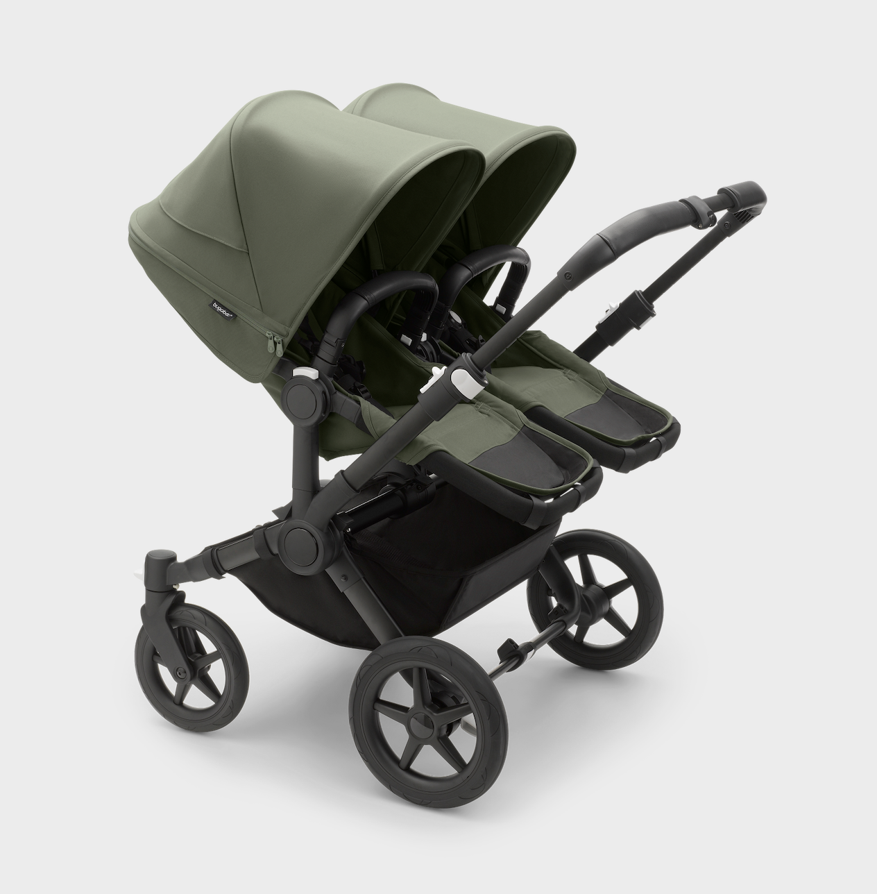 Bugaboo Donkey 5 Twin Pushchair & Maxi-Cosi Cabriofix i-Size Travel System - Black / Forest Green