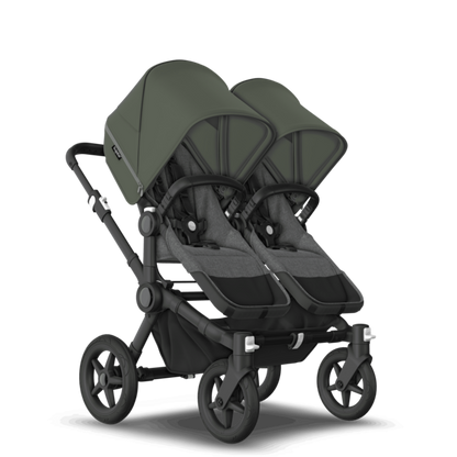 Bugaboo Donkey 5 Twin Pushchair & Carrycot | Black / Grey Melange / Forest Green | Direct4baby