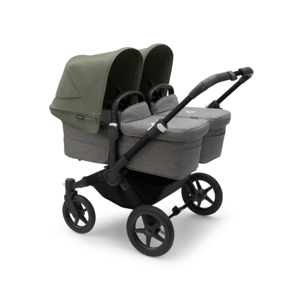 Bugaboo Donkey 5 Twin Pushchair & Carrycot | Black / Grey Melange / Forest Green | Direct4baby