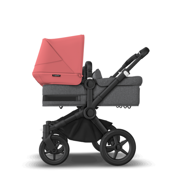 Bugaboo Donkey 5 Twin Pushchair & Carrycot - Black / Grey Melange / Sunrise Red