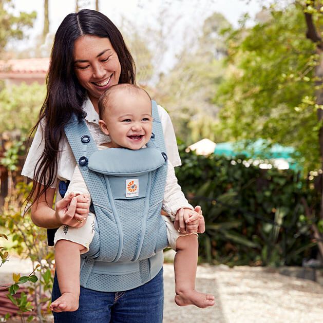 Ergobaby Omni Breeze Baby Carrier | Slate Blue & All-Weather Cover