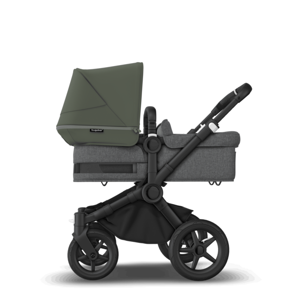 Bugaboo Donkey 5 Twin Pushchair & Carrycot | Black / Grey Melange / Forest Green | Direct4baby