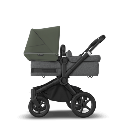 Bugaboo Donkey 5 Twin Pushchair & Carrycot | Black / Grey Melange / Forest Green | Direct4baby