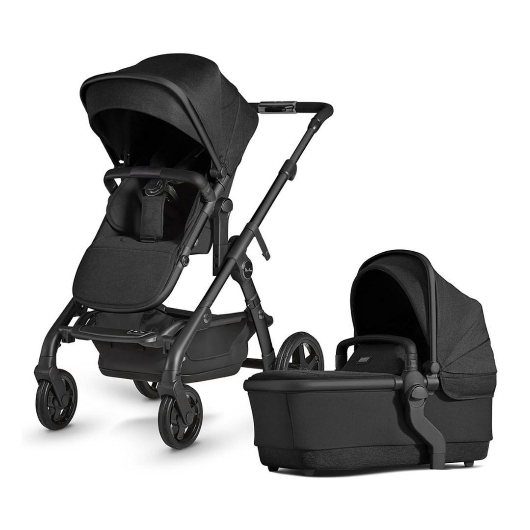 Silver Cross Wave Pushchair & Carrycot - Onyx Black (FREE Carrycot Stand)