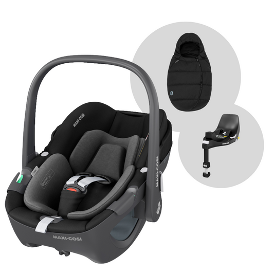 Maxi Cosi Pebble 360, FamilyFix 360 Base | Essential Black (FREE Footmuff)