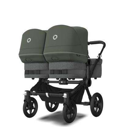 Bugaboo Donkey 5 Twin Pushchair & Carrycot | Black / Grey Melange / Forest Green | Direct4baby