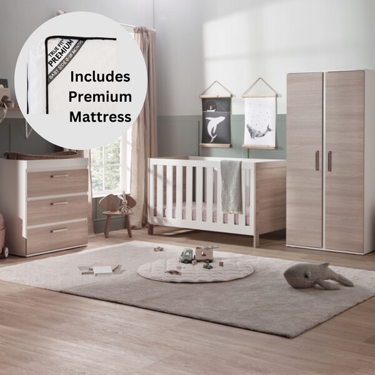 Silver Cross Finchley Oak 3 PC Room Set & Premium Mattress