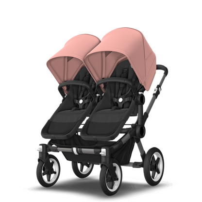 Bugaboo Donkey 5 Twin Pushchair & Carrycot - Graphite / Midnight Black /  Morning Pink