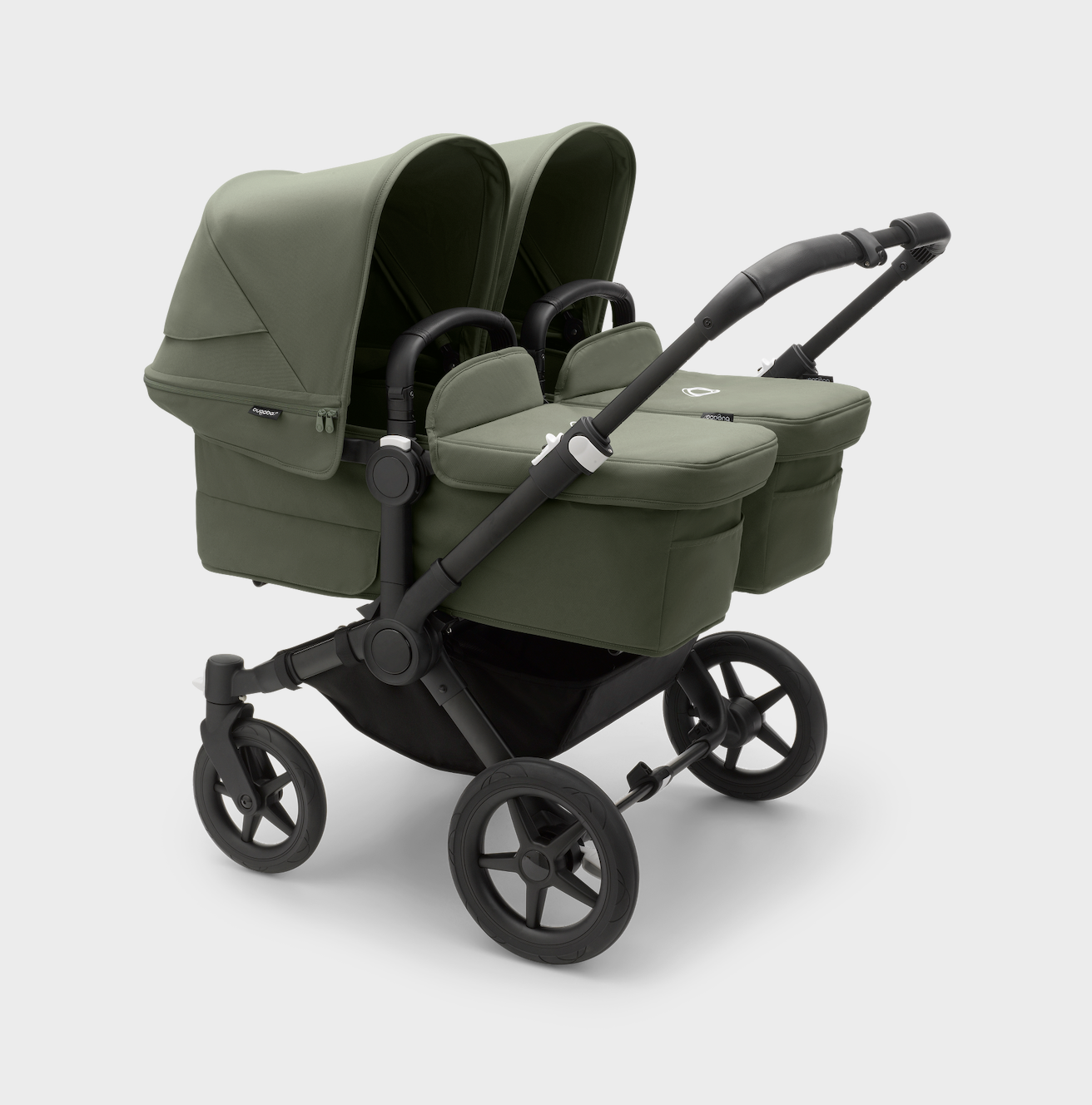 Bugaboo Donkey 5 Twin Pushchair & Maxi-Cosi Cabriofix i-Size Travel System - Black / Forest Green