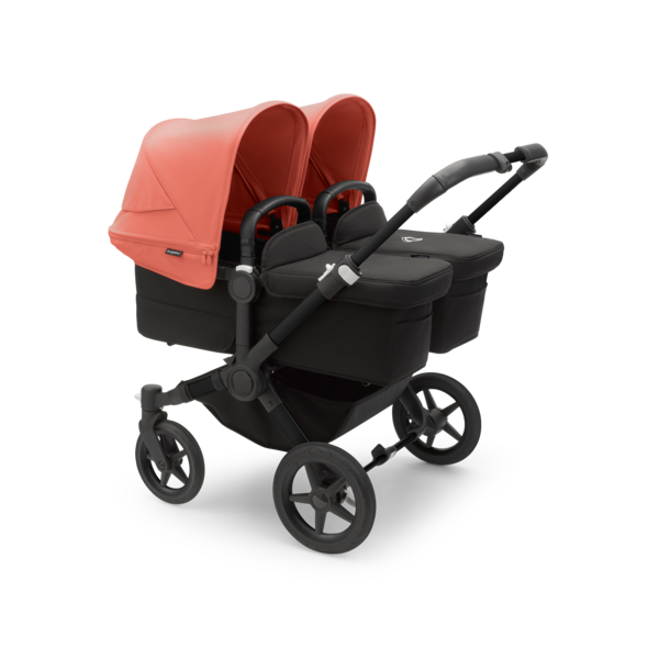 Bugaboo Donkey 5 Twin Pushchair & Carrycot - Black / Midnight Black / Sunrise Red