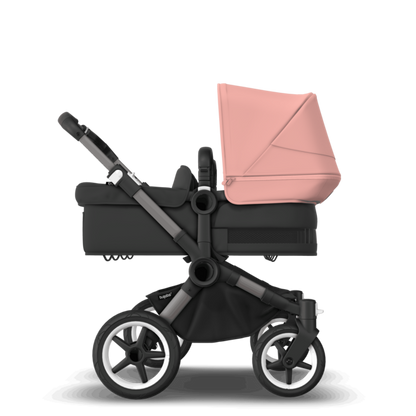 Bugaboo Donkey 5 Twin Pushchair & Carrycot - Graphite / Midnight Black /  Morning Pink